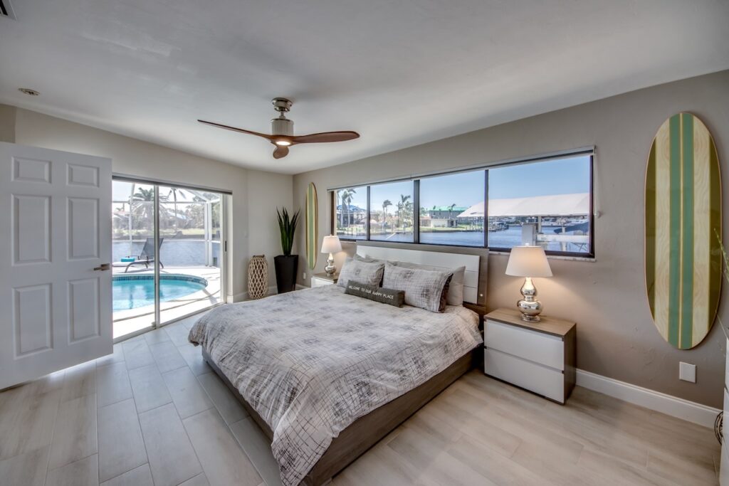 Master bedroom with bathroom in holiday home Cape Coral